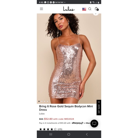 Lulu's Rosegold Sequin Bodycon Fully Lined Medium Dress - Picture 2 of 8